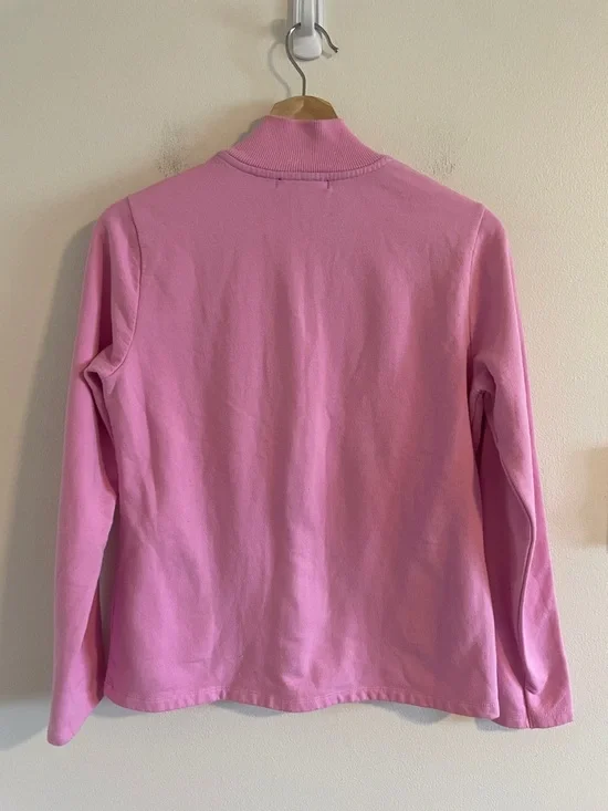 Ralph Lauren Logo Vintage Y2K Zip Up Sweatshirt Women Size Small Baby Pink Blue - Picture 4 of 6